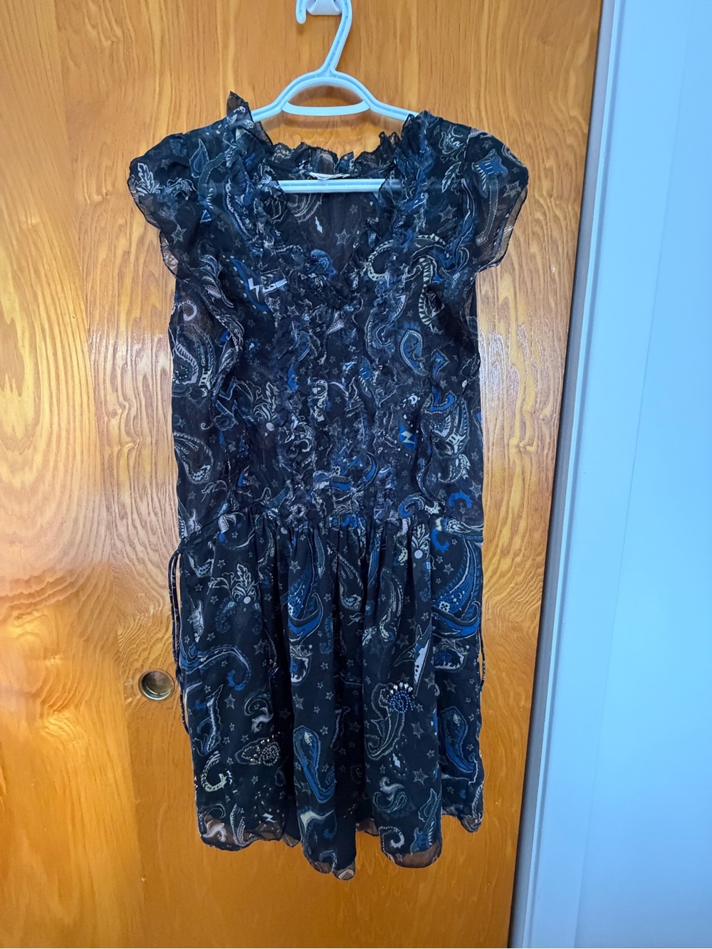 Zadig & Voltaire Black and Blue Paisley Mini Dress